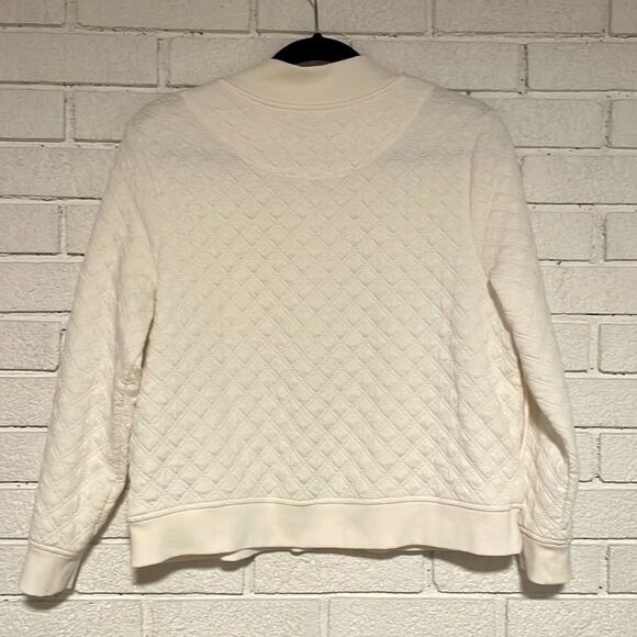 Charter Club- Quilted and Ribbed Full Zip-Up Jacket in White/Cream- Size LP - Picture 2 of 7